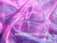 Iriddescent organza fabrics made of artifical polyester and nylon fibers