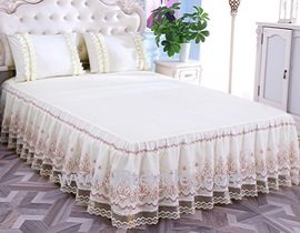Bed-skirt or bedspreads or bed-cover trimming with lace